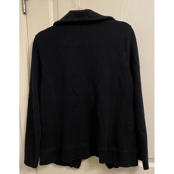 Karen Scott Sport Women’s Sweater Size Medium Zip Up Black Fall Winter Comfy - Picture 2 of 4